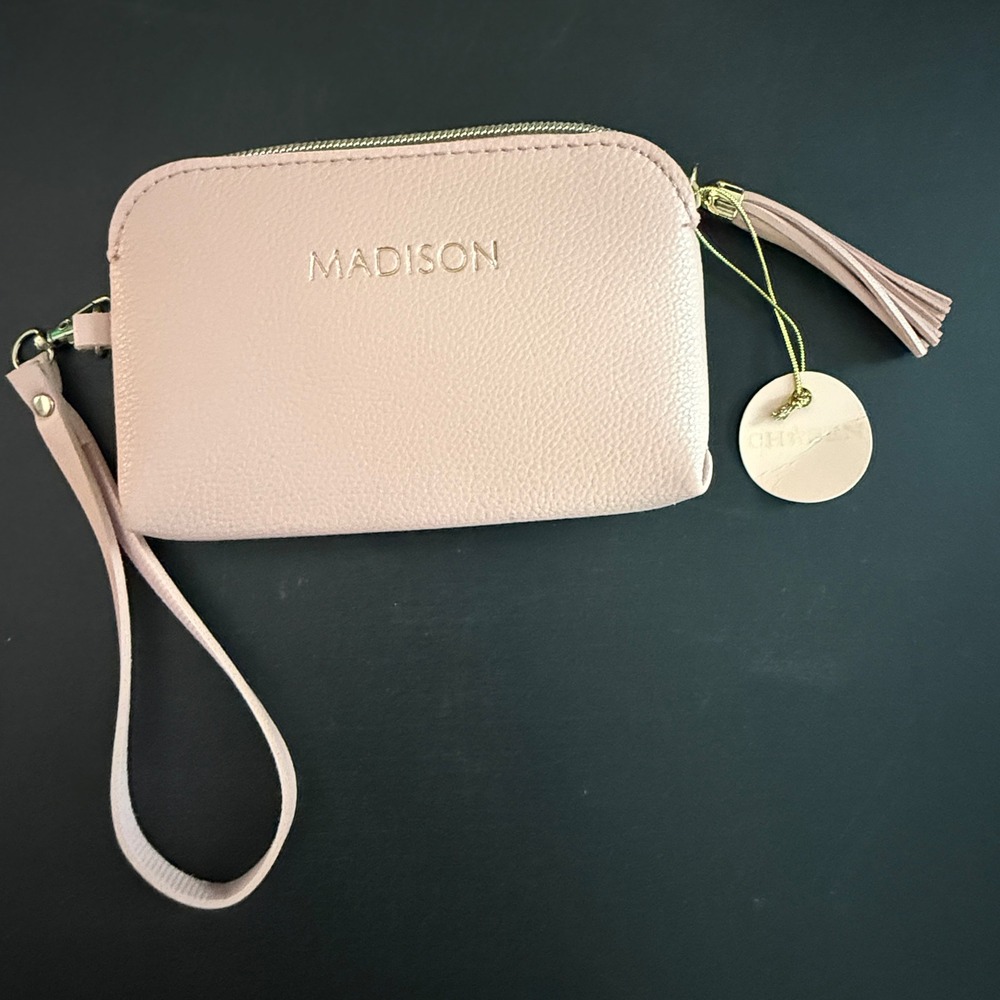 Madison Pink Faux Leather Wristlet Pouch Tassel Zipper Wallet NWT - Picture 2 of 7